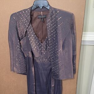 Bob Mackie Metallic Beaded Gown with Jacket